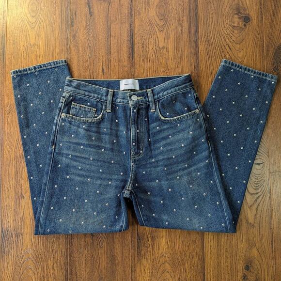 Current/Elliott The Vintage Cropped Slim Studded Jeans 27 - Picture 4 of 10